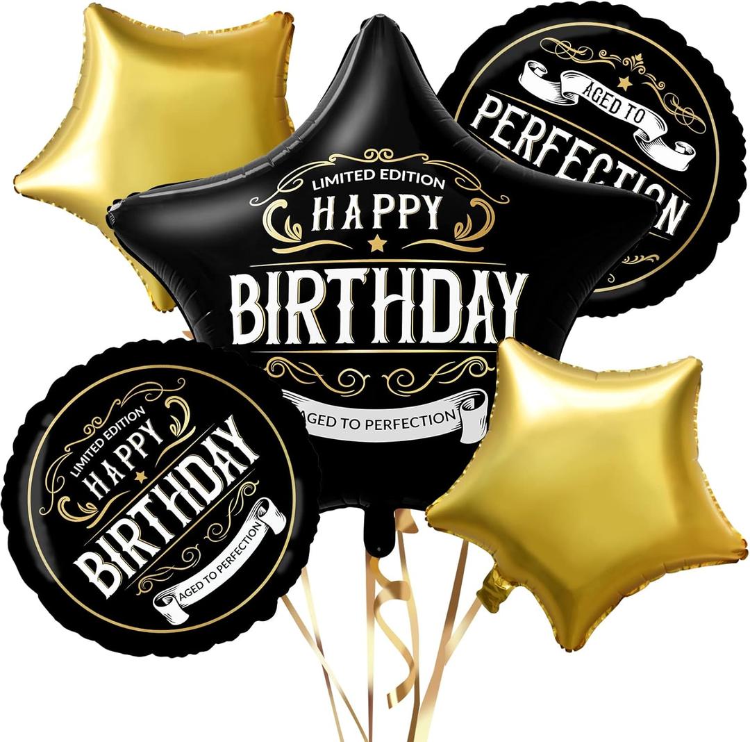 Happy Birthday Decorations for MenBlack and Gold Better With Age Foil BalloonAdult Birthday Party Decorations
