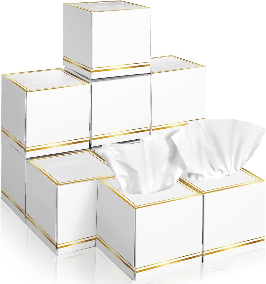 12 Pack Facial Tissues Cube Boxes Face Box 600 Sheets 3 ply Soft Paper Square Tissues Bulk for Car Pocket Toilet Household Bedroom Family(White)