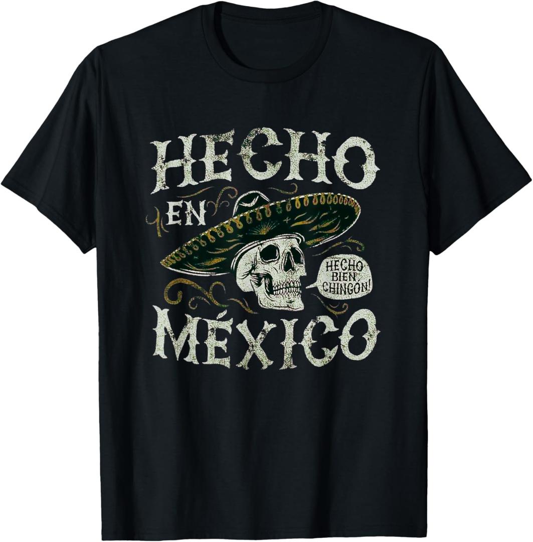 Hecho En Mexico, Mexican Pride Shirt T-Shirt (Small, Black)