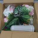 Cemetery Flowers, Artificial Cemetery Flowers for Grave with Vase, Realistic Rose & Lily Bouquets, Fade-Resistant All-Weather Grave Flowers for Cemetery Headstones Decoration(Purple&White&Pink&Red)