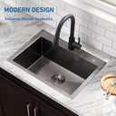24x18 Gunmetal Black Small Kitchen Sink, Drop In 16 Gauge Stainless Steel Single Bowl Sinks, Topmount Wet Bar RV Prep Utility Sink with Drain