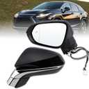 Left Driver Side Mirror Compatible With 2016-2022 Lexus RX350 RX450h 2018-2022 RX350L RX450hL With Power Folding Heated Blind Spot Turn Signal Mirror Memory Black Replace#87940-0E251 (15Pins)