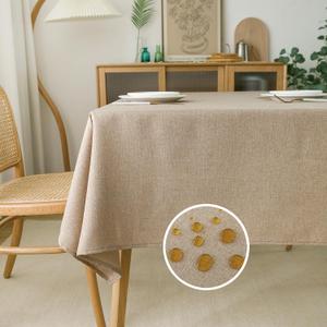 NLMUVW Linen Tablecloth for Rectangle Tables 8 Foot Burlap Linen Textured Table Cloth Water Resistant Farmhouse Table Cover for Kitchen Dining Coffee, 54 x 140 Inch