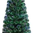 HAPPYGRILL 6FT Fiber Optic Christmas Tree Pre-Lit Artificial Christmas Tree Green Xmas Tree with LED Lights for Indoor Outdoor Festival Decor