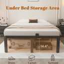 16 Inch Black King Size Bed Frame, Metal King Platform Bed Frame with Baffles, No Box Spring Needed, Heavy Duty Steel Support, Round Corner Design, Storage Space, Reserved Holes, Noiseless