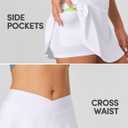 IUGA Athletic Skorts for Women Tennis Skirt with Pockets Cross Waist Athletic Skirt for Golf Pickleball (White, L)
