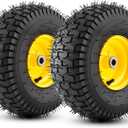 15" x 6.00-6" Lawn Mower Tires and Wheel, Set of 2 Front Tire with 3/4" Bushings, 15x6.00-6 Tire Compatible with John Deere Craftsman Cub Cadet Husqvarna Riding Mowers Lawn Tractors, 15 x 6.00-6" Pneumatic