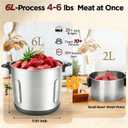 Meat Grinder Large Capacity,1200W Heavy Duty Electric Food Processor for Frozen Meat,Vegetable and Nuts with 3-Layer Blades & Stainless Steel Bowl,Dishwasher Safe,for Family BBQ 6L