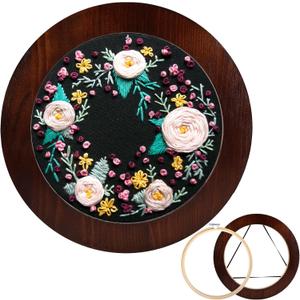 XEmbro 8 Inch Wood Embroidery Hoop Frame for Hanging Sewing Ornaments, Decorative Round Embroidery Frame for Display Finished Embroidery & Cross Stitch Arts