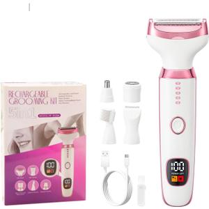 Electric Razor Shavers for Women Wet/Dry 5 in 1 Bikini Trimmer Face Razors for Face Nose Eyebrow Arms Armpit Legs Pubic Area Painless Facial Hair Removal
