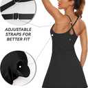 Womens Tennis Dress, 2-in-1 Golf Workout Dress with Built-in Bra & Shorts Pockets, Athletic Dresses with Adjustable Strap (Black, XXL)