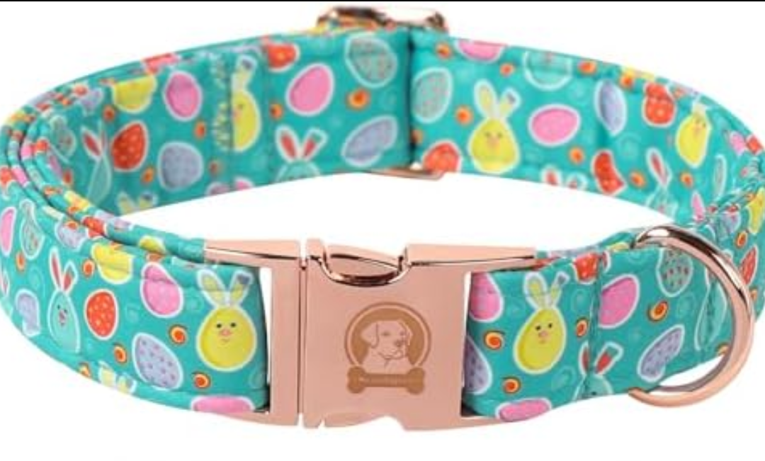 Mr.Chubbyface Easter Dog Collar, Eater Bunny Eggs Dog Collars, Soft Durable Adjustable Easter Puppy Pet Collar for Small Medium Large Dog Collar