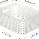 WYT 12-Pack Plastic Small Shelf Storage Weave Baskets for Organizing, White