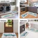 Fall Kitchen Mat Rugs Sets of 2,Blue Happy Fall Y'all Truck Pumpkin Tractor Checkered Rugs for Decorations Hallways,Sink,Laundry Room,Floor Non Slip Carpet Washable 16x24 + 16x41 in (Colorful 10)