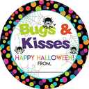 Bugs & Kisses Halloween Thank You Sticker Labels, 40 2" Party Circle Stickers by AmandaCreation, Great for Party Favors, Envelope Seals & Goodie Bags