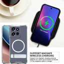 for Motorola Moto G Power 2025 Magnetic Case Clear Compatible with MagSafe, Built-in 2-Way Kickstand [Horizontal & Vertical Stand] Magnetic Crystal Clear Slim Fit Rugged Cover (Clear)