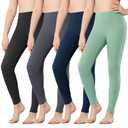Stelle Girls Leggings with Pockets Yoga Pants Youth Athletic Dance Running Active Tights Pack (BK+CR+NV+JG, 5-6 Years)