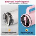 40oz Flip Straw Lid Replacement for Stanley Quencher H2.0 Tumbler, 2 Lilac Leak Proof Flip Lid & 4 Tritan Straws & 2 Straw Brush