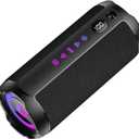 Portable Bluetooth Speaker, Bluetooth 5.4 Speaker, Dual Speaker with LED Display, Deep Bass,25H Playtime, Colorful RGB Lights,IPX7 Waterproof,TWS pairing for Outdoor/Home/Party/Travel,Gift Ideas