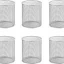 YBM Home Mesh Steel Kitchen Utensil Holder Keeps Cooking Tools & Silverware Organized and Accessible, Simple Round Cutlery Caddy Organizer for Counter, Kitchen, Table - Silver, 6-Pack 2375-6