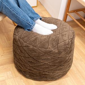Unstuffed Pouf Cover No Filler Storage Ottoman, Multi-Functional Footrest & Floor Chair for Living Room, Bedroom, Balcony (Coffee, 26x26x18 Inches)