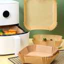 100 PCs Disposable Air Fryer Parchment Paper Liners, Disposable, Non-Stick, Oil-Proof, Water-Proof, Unbleached Baking Paper, Food Grade, Easy cleanup, Mess-Free, for All Roasting Baking (20 cm Square)
