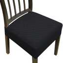 DREAHOTEXTIL Dining Chair Covers,Seat Covers for Dining Room Chairs Set of 4, Stretch Jacquard Kitchen Chair Covers,Removable Washable Dining Room Chair Seat Cover,Chair Slipcovers Protector (Black)