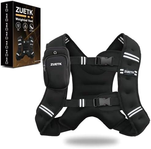 ZUETK Weighted Vest, 6lb/8lb/12lb/16lb/20lb/25lb/30lb Weight Vest with Reflective Stripe, Weighted Vest for Men Women Workout Equipment for Strength Training, Running, Jogging, Fitness, Weight Loss