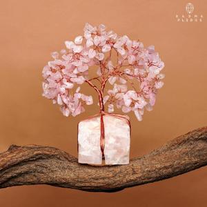 Rose Quartz Crystal Trees for Home Decor, Office Desk Decoration, Chakra Healing Crystals and Stone for Positive Energy, Money, Good Luck, Tree of Life Spiritual Birthday Gifts for Women and Mom