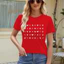 Valentines Day Shirt for Women Valentine T-Shirts Red Love Heart Sketch Tee Tops (Red, XL)