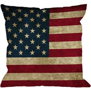 HGOD DESIGNS Vintage American Flag Pillow,USA Flag Throw Pillow Cotton Linen Square Cushion Cover Standard Pillowcase for Men Women Home Decorative Sofa Armchair Bedroom Livingroom 18X18 inch
