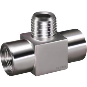 Stainless Steel 304 Tee Pipe Fitting, NPT 1/4 Female x Male x Female Thread, 3-Way T Adapter, Heavy Duty 4350 PSI, for Fuel System and Air Supply Line