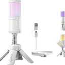 COMICA EJoy UNI S Gaming USB Microphone for PC, RGB Condenser Mic with Noise Reduction, Tripod Stand, Streaming Microphone for Gaming, Streaming, Podcasting, Recording, Laptop, PS4, PS5 (White