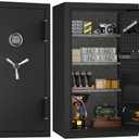 TIGERKING 8.78 Cu Ft Fireproof and Waterproof Safe with Digital Lock, DIY Pegboard Door, Heavy-Duty Steel Large Floor Safe for Home & Office, 30-Min 1200F Fireproof & 72-Hr Waterproof Protection