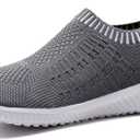 TIOSEBON Women's Athletic Walking Shoes Slip On Casual Mesh-Comfortable Tennis Workout Sneakers (6 Wide, 6701 Deep Gray)