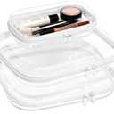 3PCS Clear Hard Plastic Zipper Case, Double Zippers Hard Pouch, Portable Travel Organizer Bin Clear Makeup Bag for Toy Storage, Snack Bag, Cosmetics, Pencil Case, Diaper Bag, Toiletry Bag (2M+1S) (EXP 02/11/26)