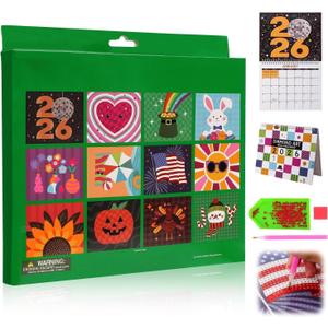 Diamond Painting Calendar, DIY Diamond Art Wall Calendar 2026, Diamond Art Calendar 2026, 12-Month Flip Wall Calendar with To Do List, Diamond Painting Calendars 2026 for Home Office Decoration