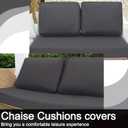 Wenqik 3 Pcs Waterproof Cushion Covers(Not Includes Cushion) 48'' x 24'' Outdoor Patio Furniture Seat Covers Fade Resistant Replacement Slipcover with Zipper for Outside Couch Swing Sofa(Dark Gray)