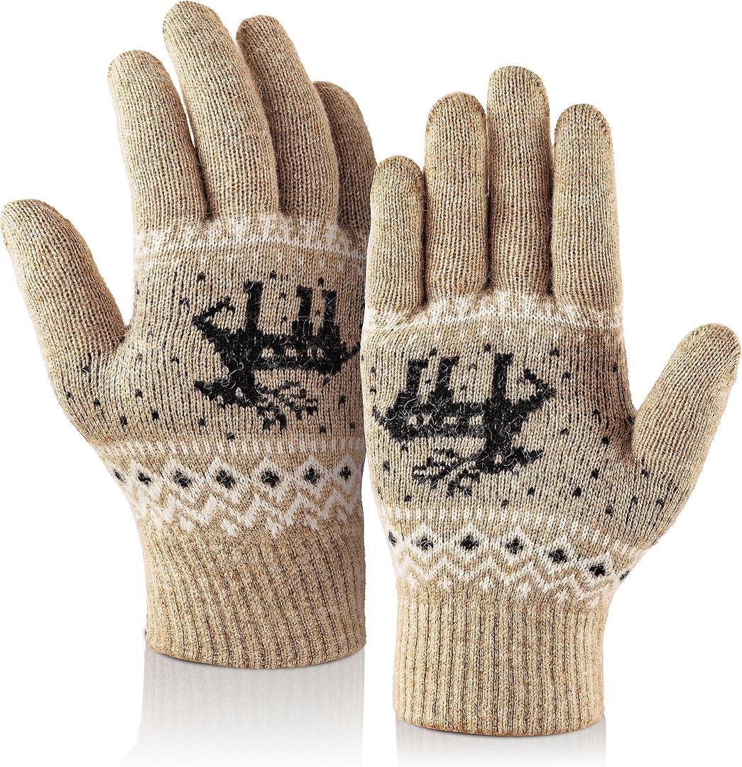 Winter Gloves Women Wool Warm and Cozy Mittens Women Elastic Knit Thermal for Outdoor Activities,Christmas Gift