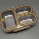 KTKUDY Stainless Steel Bento Box for Kids & Adults - 25 oz - Leakproof 3 Compartment Metal Lunch Container - 18/8 Stainless Steel Lunch Box Kids - Ideal for School, Office & Outdoor (Yellow)