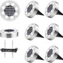 Jyoiat Mulit-Purpose Solar Ground Lights Outdoor - 8 Pack IP68 Waterproof Solar Powered Deck Lights Outdoor Landscape Lights for Patio Yard Pathway Walkway Driveway Garden(Cool White)