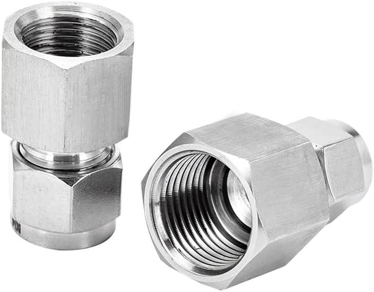 Stainless Steel 304 Compression Tube Fitting, Straight Adapter, 1/2" Tube OD x 1/2" NPT Female Coupler, Pack of 2