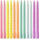 10 Inch Multi-Color Spiral Taper Candles for Home Decoration, 12 Pack Cream Candlesticks for Dinner Party Wedding Holiday