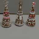3 Pack Gingerbread Christmas Tree Figurines Christmas Tabletop Decorations Resin Gingerbread Cone Tree Decor Figurines for Xmas Home Centerpieces Tiered Tray Ornament Gifts