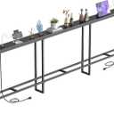 102 in Narrow Behind Couch Table with 2 Power Outlets,Black | 2 USB-C Ports ,Sofa Tables Narrow Long ,Small Space Furniture ,Slim Console Table for Entryway & Small Spaces