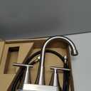 Bathroom Faucets for Sink 3 Hole, Hurran 4 inch Brushed Nickel Bathroom Sink Faucet with Pop-up Drain and Supply Lines, Stainless Steel Centerset Faucets for Sink Vanity RV