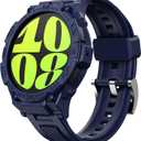 GELISHI Compatible with Galaxy Watch 6 Band 44mm Case Rugged Men Sport Band Protective Bumper Case for Galaxy Watch 6/ 5/ 4 44mm Blue