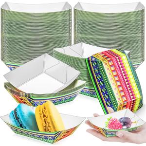 200 Pack 1/4Lb Mexican Paper Food Boat Trays Disposable Small Paper Boat Containers, 0.25Lb Mini Kraft Food Serving Tray Boats for Snack Fries Popcorn Dessert Taco Nacho