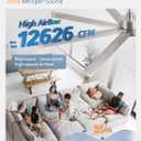 ZMISHIBO 84 Inch Ceiling Fans with Lights, Indoor/Outdoor Industrial Ceiling Fan with 8 Aluminum Reversible Blade, Quiet DC Motor, 3CCT & 6-Speed Remote Control, Damp Rated for Living Room/Garage/Shop