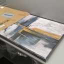 Abstract Canvas Wall Art Framed Modern Wall Art for Living Room Navy Blue Artwork for Walls, Above Bed Wall Decor With Navy and Gold for Bedroom and Living Room Office Pictures Wall Decor 2448IN